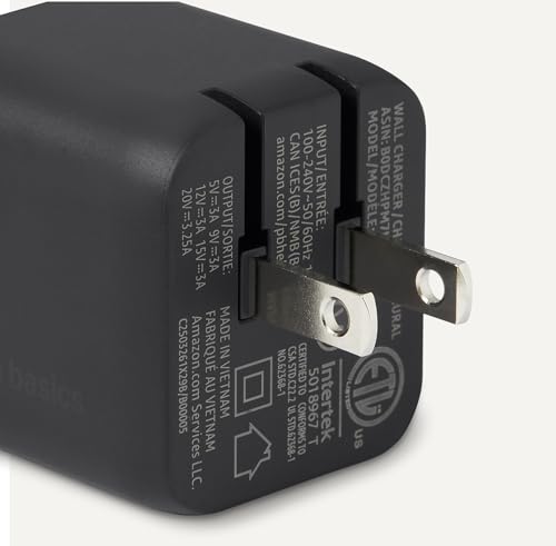 Amazon Basics 65W Fast Charging USB-C GaN Wall Charger, 1-Port PD 3.1, Black - image 3