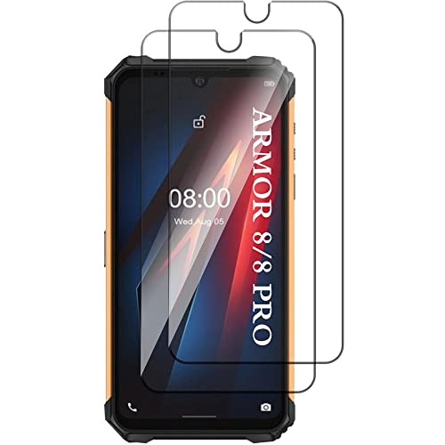 Lot de 2 films de protection d'écran en verre blindé pour Ulefone Armor 8/Armor 8 Pro - Anti-rayures - Anti-huile - HD - Pour Ulefone Armor 8 Cover
