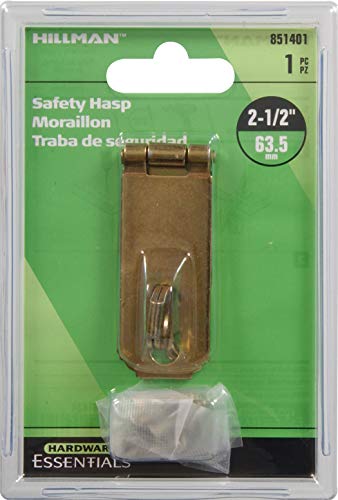 Image of Hillman Hardware Essentials Fixed Staple Safety Hasp Zinc and Yellow Dichromate 2-1 /2 Inch inch- 851401