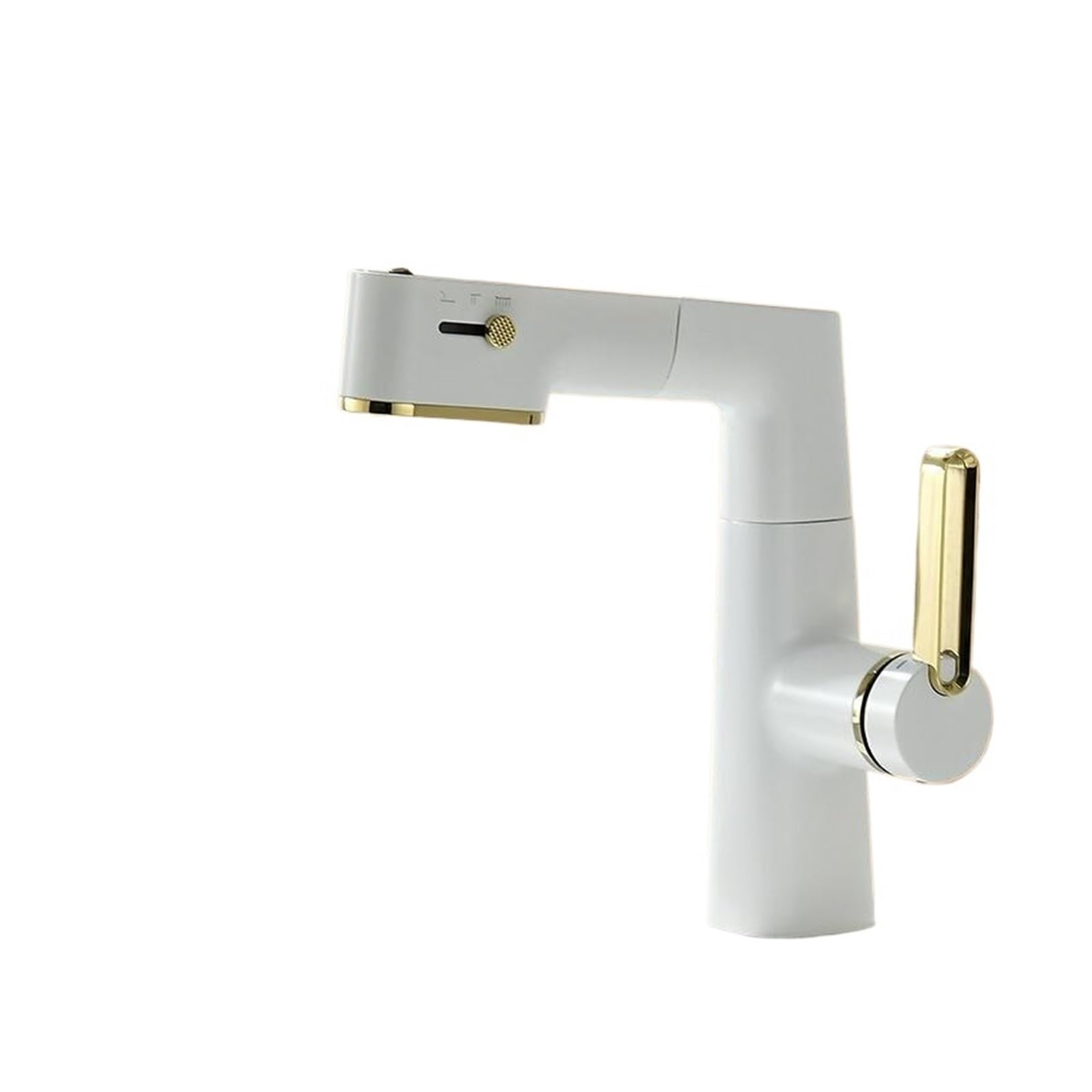 CZYWKDDPP Kitchen Tap, Multifunctional Bathroom Faucets, Pull Out Basin Mixer Faucet, Gourmet LED Temperature Tap 360° Tapware Crane Brass(GoldWhite)