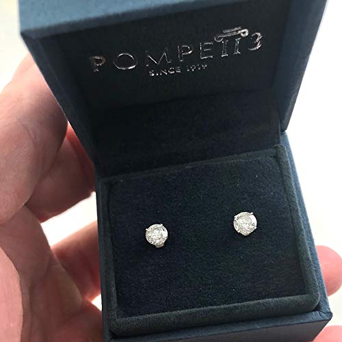 1 Ct TDW Round Cut 14K White Gold Diamond Studs Earrings IGI Certified