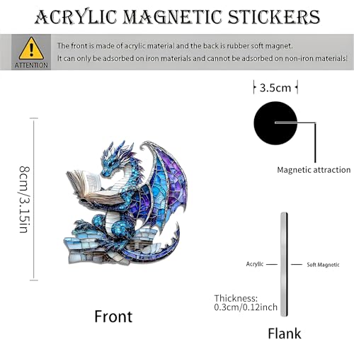 Imán decorativo para nevera dragón azul acrílico miniatura 3