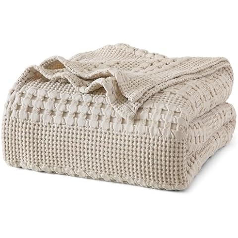 PHF 100% Cotton Waffle Weave Blanket - King Size Cover