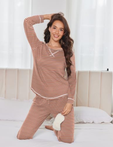 Ekouaer Pajamas for Women Set Long Sleeve Top and Jogger Pants Lounge Sets - image 4
