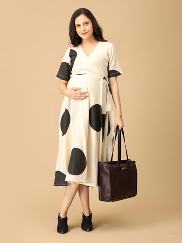Image of The Mom Store Maternity and Nursing Wrap Dress for New Mom | Pre and Post Pregnancy Wear for Womens | Trendy Stylish Printed Friendly Dresses for Women | Comfortable