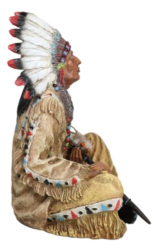 Figura Jefe Indígena Nativo Americano con Pipa de la Paz miniatura 5