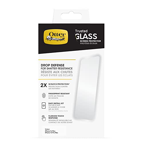 OtterBox TRUSTED GLASS Screen Protector for iPhone 14 Plus and iPhone 13 Pro Max Flawless Touch Response Fingerprint Resistant Precision Fit Vibrant Clarity