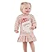 Produktbild WEXCV Weihnachten Kleid, Baby Kinder Mädchen Langarm Niedlich Süß Prinzessin Kleid Weihnachtsmann Drucken Gestreifte Gefaltete Kante Kleid Beiläufig Kleid Weihnachts Kleidung