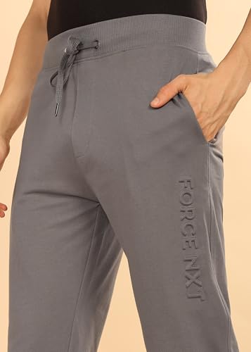 Image of Force NXT Men's Super Combed Cotton Rich French Terry Fabric Solid Joggers | Active Joggers for Men | Comfortable Waistband with Zipper Pocket for Daily Workout