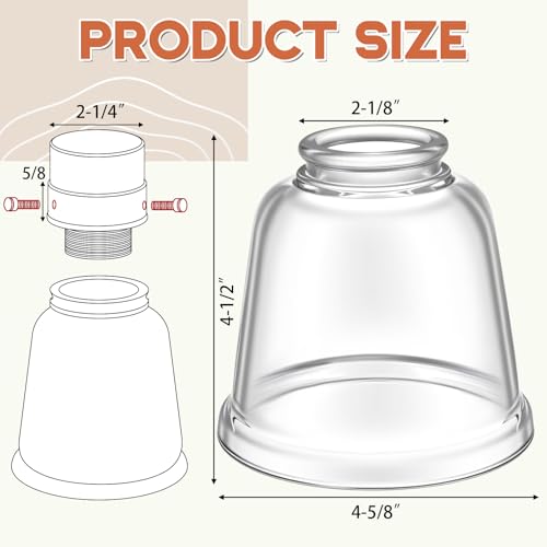 Image of Teenyyou 4 Pcs Clear Glass Globes for Ceiling Fan Lights Covers Glass Lamp Shade Replacement for E26 Chandelier Table Wall Sconce, 2-1 /8 inch Fitter, 4-5 /8 inch Diameter x 4-1 /2 inch Height