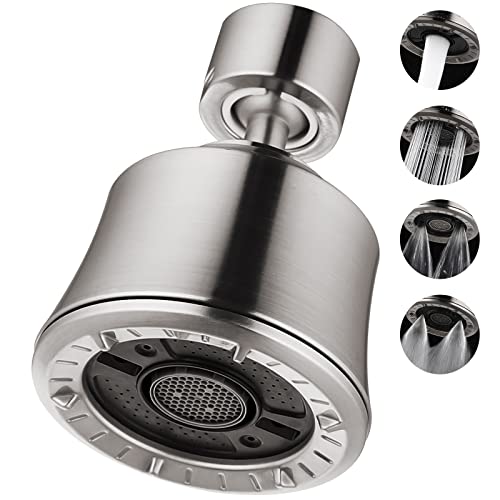 Faucet Sprayer Attachment, 360° Faucet Aerator, Swivel Kitchen Faucet Head, Faucet Aerator For Kitchen 55/64-27Uns Female Thread, 4 Spray Modes, 2 Ball Joint, Kitchen Faucet Aerator Brushed Nickel #TOP2