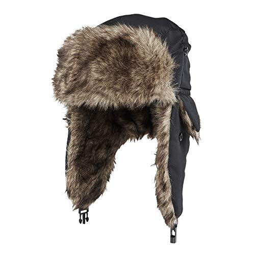 MEOKEY Trapper Hat with Ear Flaps Unisex Faux Fur Waterproof Winter Hunting Ha,Black