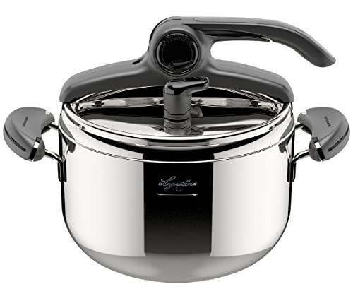 Lagostina Mia Lagoeasy'UP Pentola a Pressione 5 L in Acciaio Inox 18/10 Ø 22 cm, Pentola Induzione e Gas, Coperchio con Apertura Facilitata, Fondo Irradial Plus 3 Strati, Lavabile in Lavastoviglie