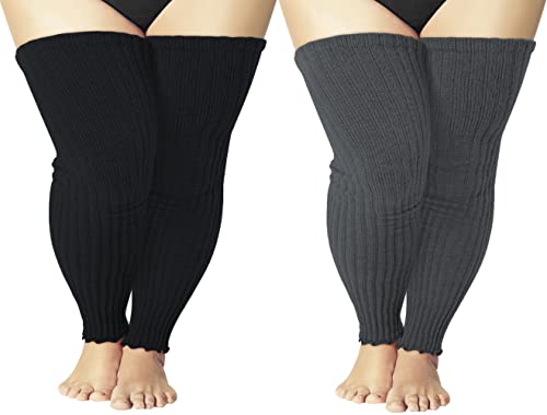 Image of Women's Plus Size Leg Warmers Knit Over Knee High Footless Socks for Thick Thighs