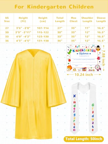 Image of QZYL Kindergarten Graduation Cap and Gown Set, 2026 Congrats Grad Outfit with Tassel & Certificate for Kindergarten