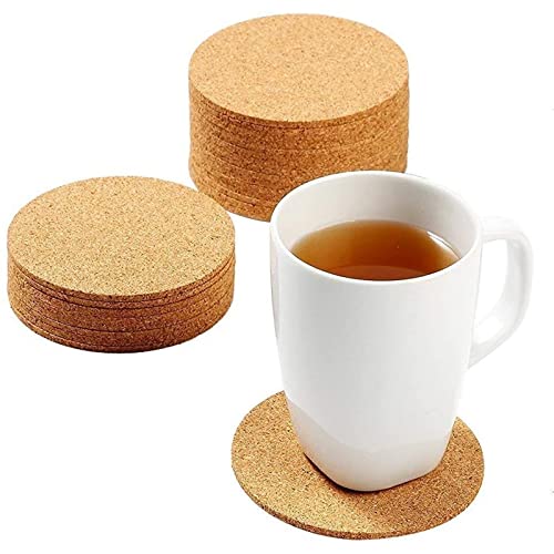 Juvale Set Of 24 Cork Bar Drink Coasters - Absorbent And Reusable - Tan - 4-Inches, 1/8-Inch Thick #TOP4