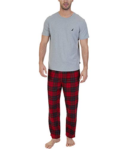 Nautica Men's Pj Set with Tee Shirt and Check Pant