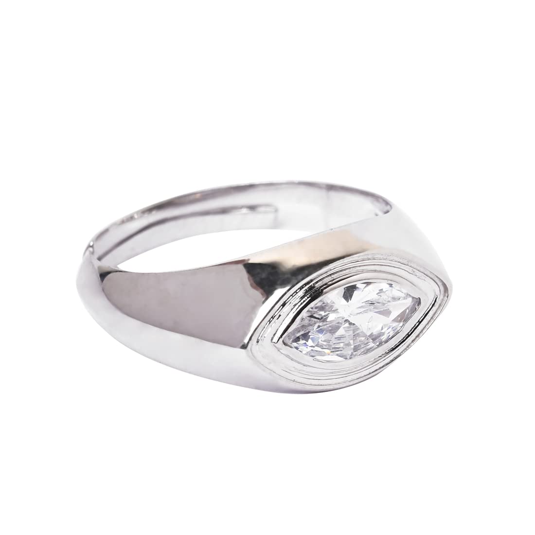 Clara Real 925 Sterling Silver Marquise Band Ring |Size Adjustable, Rhodium Plated, Swiss Zirconia | Gift for Men & Boys (B0C2QHY4W1) Amazon Price History, Amazon Price Tracker