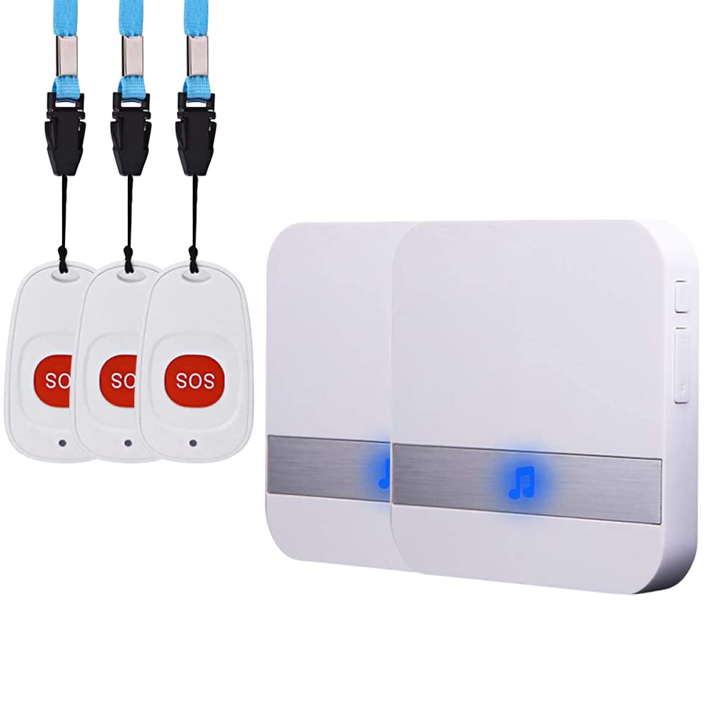 Alarma Móvil Inalámbrica para Casa con Botón De Emergencia, Versión Plug-in, Alarma De Pánico, Alarma Inalámbrica para Personas Mayores (3 a 2 Blanco)