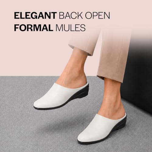 Image of FAUSTO Women Formal Back Open Platform Wedge Heel Slip‑On Mule Shoes | Stylish Office Footwear | Comfortable Fashion Shoes
