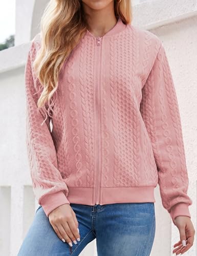 Image of Larmliss Women's Zip Up Cardigan Sweater Hoodies Long Sleeve Jacket Crewneck Casual Outerwear Spring Fall Trendy Coat Outfits