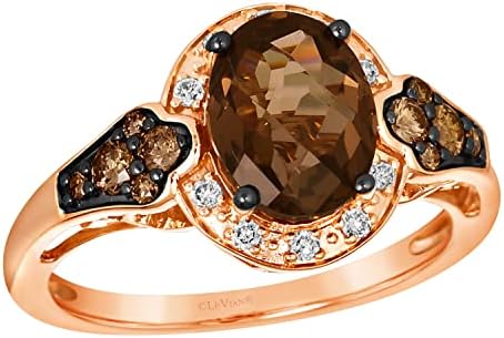 1 3/4 Carat Oval Gemstone and 1/4 Carat Chocolate Diamond Band Ring for Women in 14k Rose or Yellow Gold (White/Fancy Brown, cttw) Engagement Anniversary Ring Size 5 to 10 by LeVian
