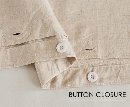 Image of SLEEPBELLA Linen Duvet Cover Set Queen Size-1 Duvet Cover with 2 Pillow Shams with Button Closure Soft Breathable Farmhouse