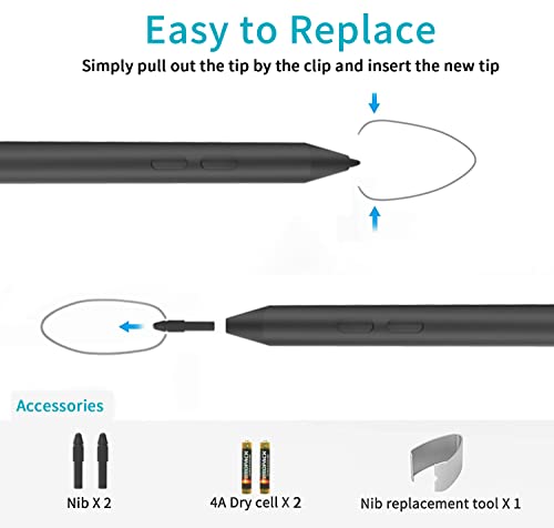 Stylus Pen For Microsoft Surface, Compatible With Surface Pro X/8/7/6/5/4/3, Surface Book 3/2/1, Surface Go3/2/1, Surface Laptop With1024 High Pressure Sensitivity (Black) #TOP5