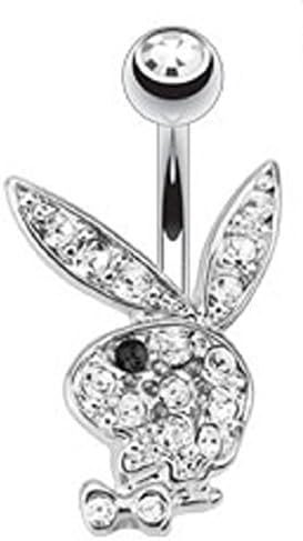 Multi Paved Gems Bunny 316L surgical Steel Navel Belly Button Ring
