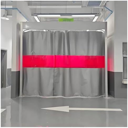 Fireproof Welding Blanket Roll Width Waterproof Silicone Coating Flame Retardant Wear Resistant Tarpaulin for Equipment,Flame Retardant Welding Screen with Red Viewing Window, Hanging Weldin