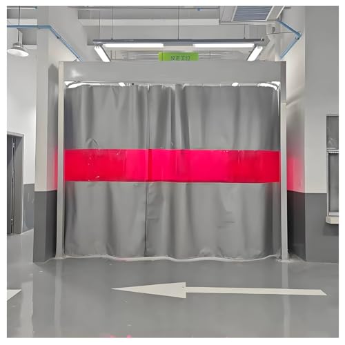 Tenda per Saldatura Rivestita in Silicone, Spessore 1 mm, Schermo ignifugo con Finestra di visualizzazione Rossa, Occhielli Resistenti, barriera Resistente al Calore per Officina Industriale