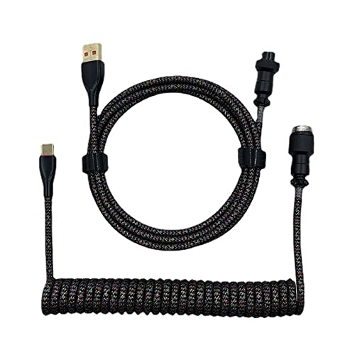 Image of CALANDIS 1.8M USB to Type C Coiled Cable Black DIY Extendable for Mechanical Keyboard