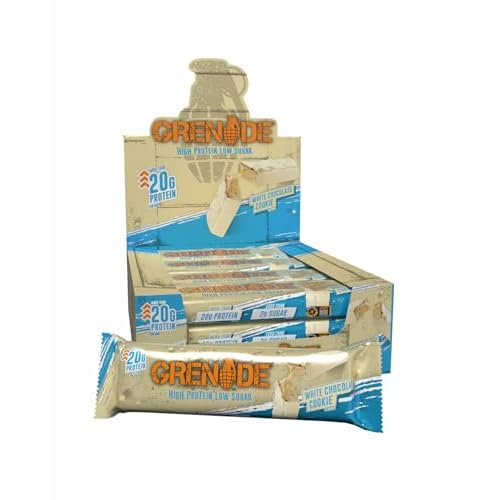 Grenade Barre Hyperprotéinée à Faible Teneur en Glucides – White Chocolate Cookie, 12 x 60 g