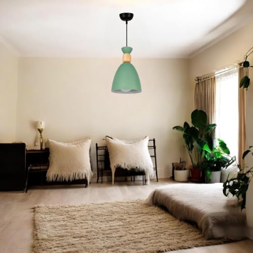 Image of Modern Green Aluminium Pendant Light for Ceiling, Decorative Hanging Light for Living Room, Dining Room, Kitchen & Cafe Pack of 2