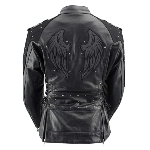 Milwaukee Leather LKL27005 Women's Scuba Style Black Leather Motorcycle Biker Jacket w/Reflective Wings and Studs - 4X-Large by Milwaukee Leather - Used condition - Image 8