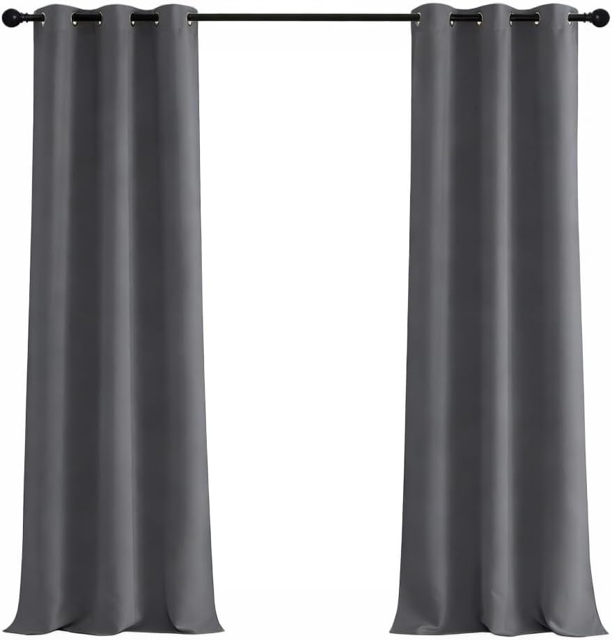NICETOWN Grey Light Blocking Curtains 96 Inches Long 2 Panels for Living Room, Bedroom, Office Thermal Insulated Blackout Drapes Solid Grommet Noise Reducing Window Curtains, W40