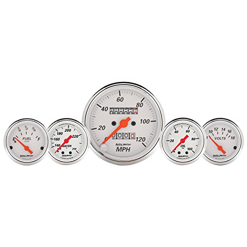 Auto Meter 1311 Arctic White Fuel/Oil/Speedo/Volt/Water 5 Gauge Set