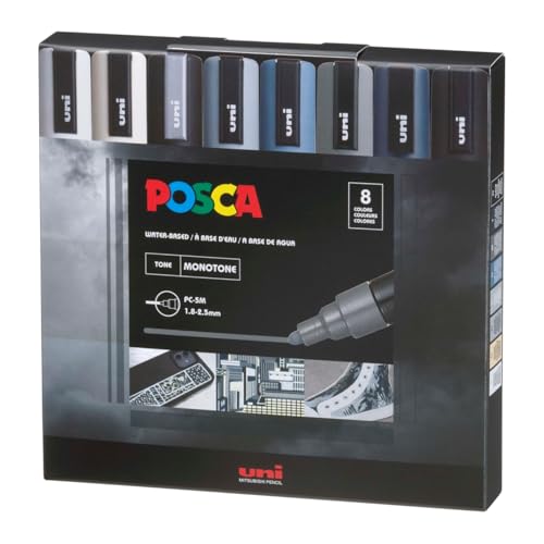 Image of Posca PC-5M Marker | 1.8-2.5 mm Bullet Shaped Tip (Mono Tone, Pack of 8)