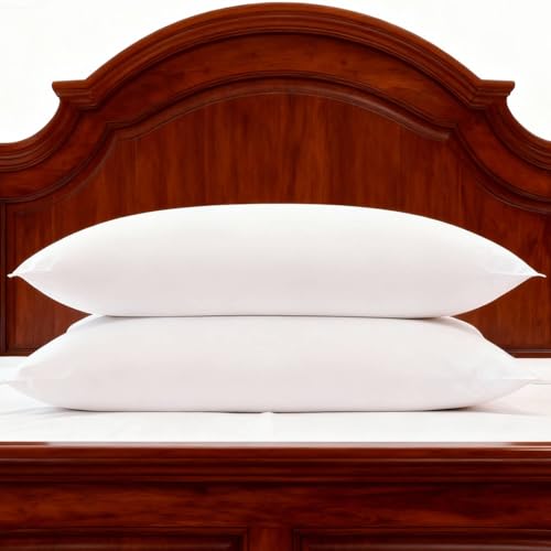 Image of Bed Pillows Standard Size Set of 2 Medium Support Pillow for Stomach Side Back Sleeper Basic Soft Down Alternative White 20x26 inches