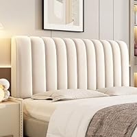 Volltonfarbe Bett Kopfteil Bezug, Milchsamt Weicher Stretch Bed Headboard Cover, Universell Verdickt Bettkopfteil Husse, All-Inclusive Staubdicht Kollisionsvermeidung, für Full Twin (200cm,Beige)