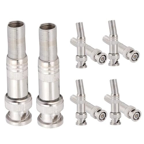 Image of MX BNC Male Connector - Full Metal with Spring, Durable Coaxial Adapter for CCTV, RF, Video & Audio Connections Silver Plated, 10-Pack