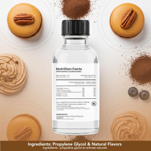 Image of Dolce Flav Natural Pecan Extract - Concentrated Flavoring for Baking, Candy Making & Beverages - Water Soluble Liquid Flavor Drops - Professional Strength Food Grade Flavoring - 2 Fl Oz