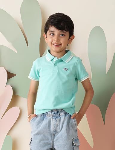 Image of Amazon Brand - Symbol Boys Cotton Rich Solid Polo Tshirt | Collar Tshirts | Half Sleeves | Plain-Regular Fit