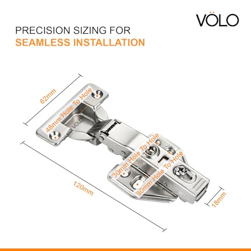 Image of VOLO 4 Pieces (2 Sets) European Style Soft Close Concealed Cabinet Hinges with Screws | Clip On 0 Crank Full Overlay Hinges for Kitchen Cabinets and Wardrobes | Mild Steel