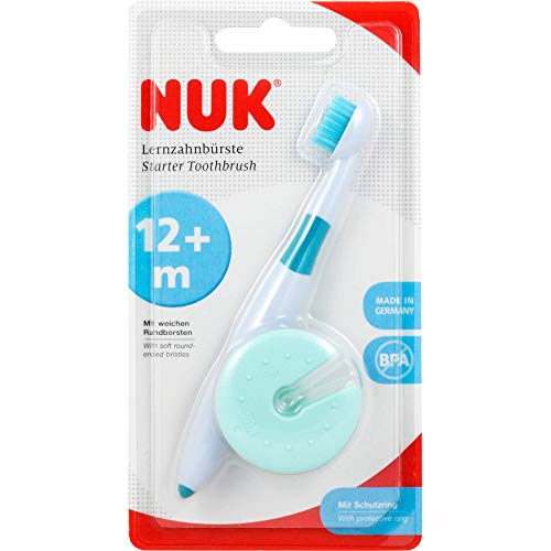NUK Lernzahnbürste mit Schutzring, sichere Pflege der ersten Zähne, 1 Stück