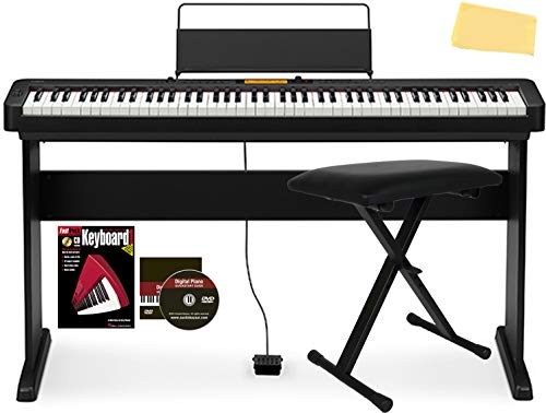 Casio CDP-S350 88-Key Compact Digital Piano Bundle with CS-46 Stand, Adjustable Bench, Sustain Pedal, Instructional Book, Austin Bazaar Instructional DVD, and Polishing Cloth
