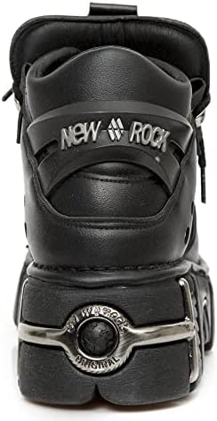 New Rock Tower Ankle Boots M-106-VS1 Men's Metallic Black Vegan Leather Gothic Punk Rock 9 | Image 4