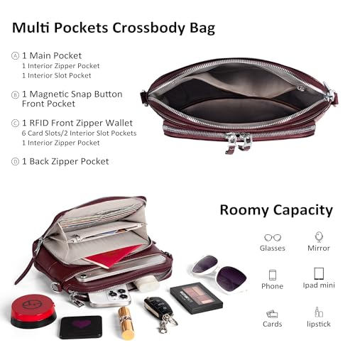 Image of befen Genuine Leather Crossbody Purses for Women, Women's Small Crossbody Shoulder Bag with Built in RFID Wallet