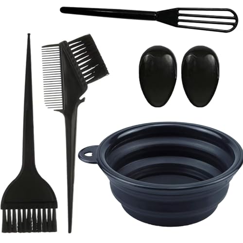 Lxtness 5 Piezas Kit Herramientas de Tinte para Coloración Cabello,Kit Herramientas de Tinte para Coloración Cabello con Pelo Tazón e Cepillo,para Salón Bricolaje, Kit de Pelo Tinte