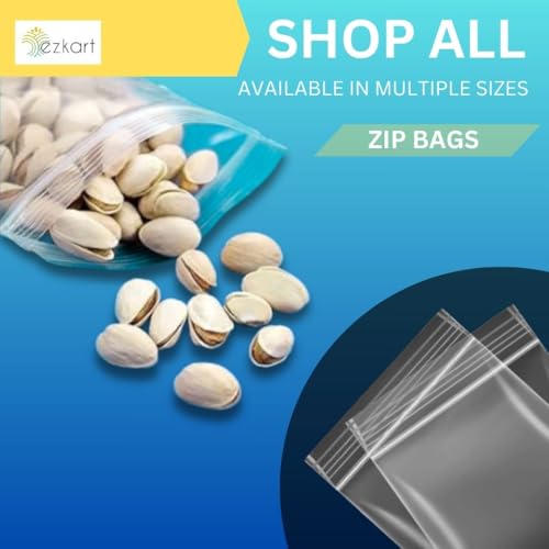 ezkart| 100x Strong Resealable Zip Lock Bags | Reusable Clear Plastic Bags | Ideal for Food Storage Jewellery Medicine (100, 1 x 1 Inch)